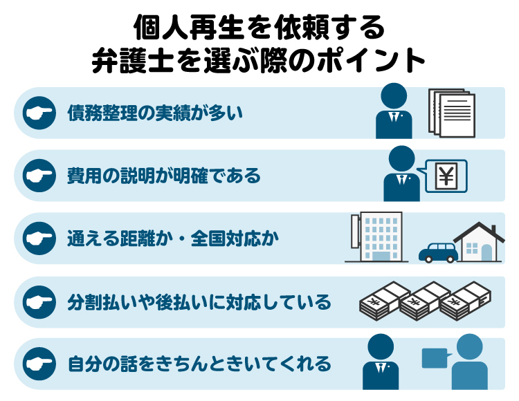 個人再生の弁護士の選び方。特に実績や費用が重要